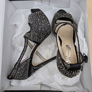 International Concepts Rhinestone Black Stilletto Heels Size 6.5 M